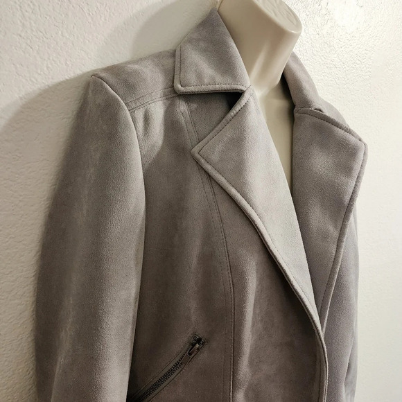 PHILOSOPHY Gray Faux Leather Notched Lapel Jacket Size S - Picture 4 of 10